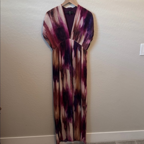 Banana Republic Ana Pleated Pleated Maxi Dress Watercolor Abstract Size M - Picture 4 of 6